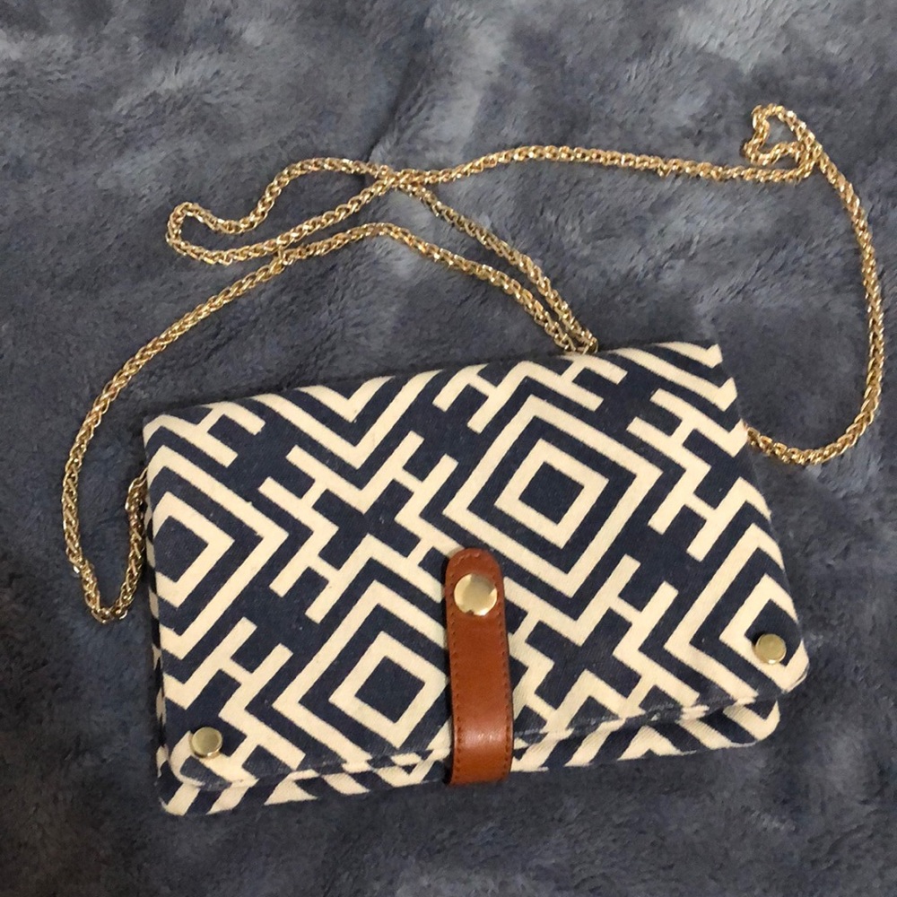 Blue and White Crossbody/Clutch